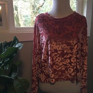 Agnes & Dora velvet cropped rose pullover